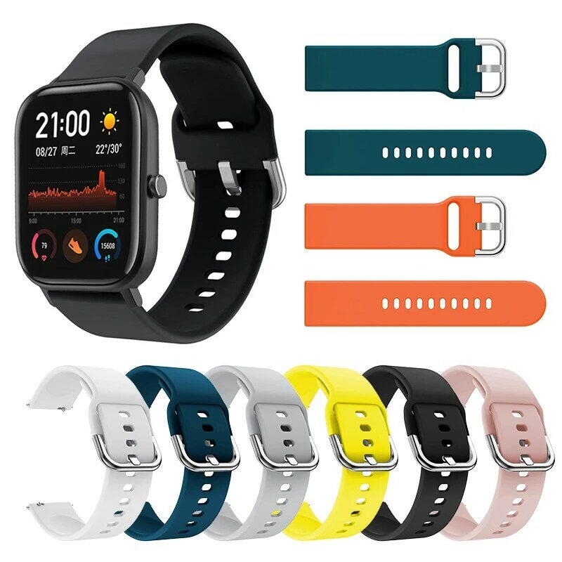 20Mm Siliconen Band Voor Huami Amazfit Gts Tpuwatch Band Belt Fashion Effen Kleur Armband Smart Horloge Accessoires