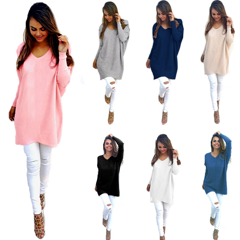 Spring and autumn winter wear European and American fashion V-neck long-sleeved women's sweater