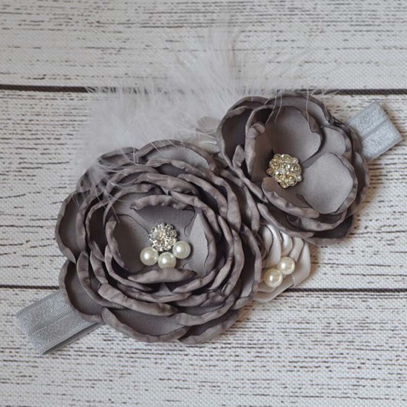 Artificial Flowers Headband for Baby Girls Lace Cotton Newborn Baby Photography Props Hairband Pearl Hair Accessories 2021 New