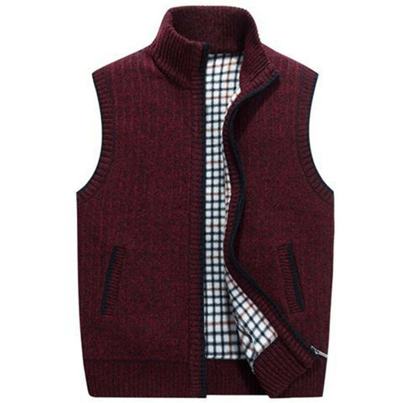 Klasyczny męski Plus aksamitny gruby sweter kamizelka Hommes luźny ciepły dzianinowy kamizelka męski golf rozpinany sweter kurtka płaszcz