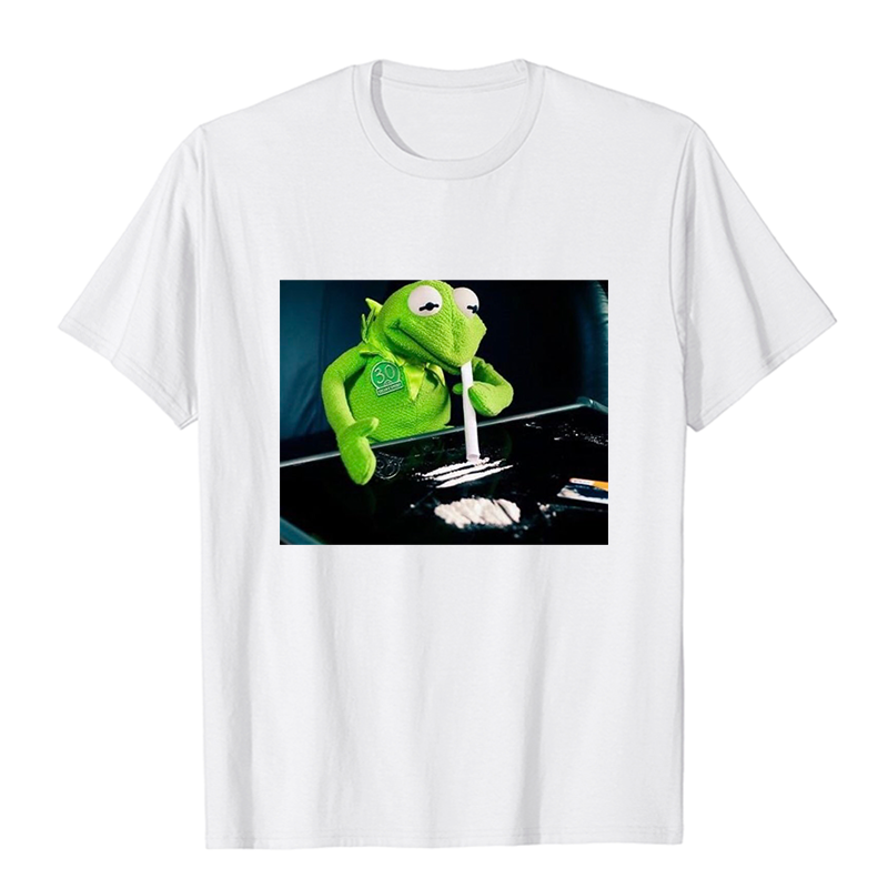 Забавная хипстерская футболка в стиле ретро с принтом лягушки, мупета, лекарств, наркоса, подарок, черно-белая футболка унисекс, летняя улич...