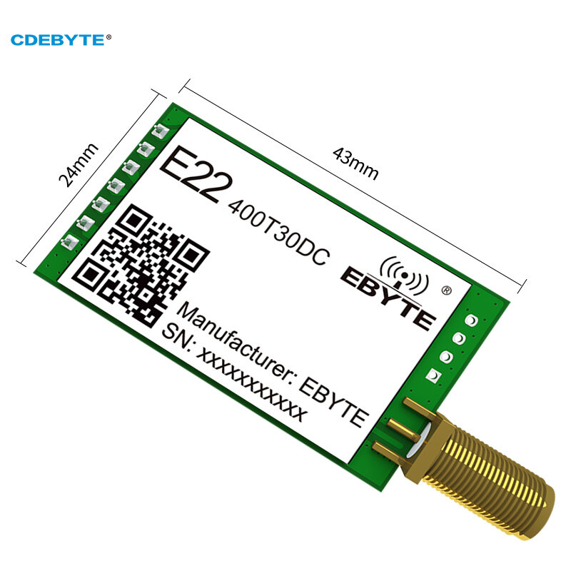 SX1262 LoRa 무선 트랜시버 DIY 모듈 UART DIP 400MHz 30dBm Ebyte E22-400T30DC 안테나 저전력 소비 IoT SMA-K