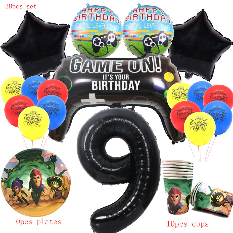 Brawles Sterne Geburtstag Partei Liefert Party Ballons Einweg Papier Tasse Anime Spiel Latex Ballon Festliche DIY Dekoration Kind Geschenk