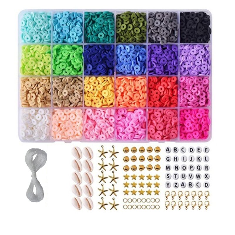 5400 قطعة 24 ألوان الخرز فضفاض DIY بها بنفسك صنع المجوهرات الحرفية سوار قلادة