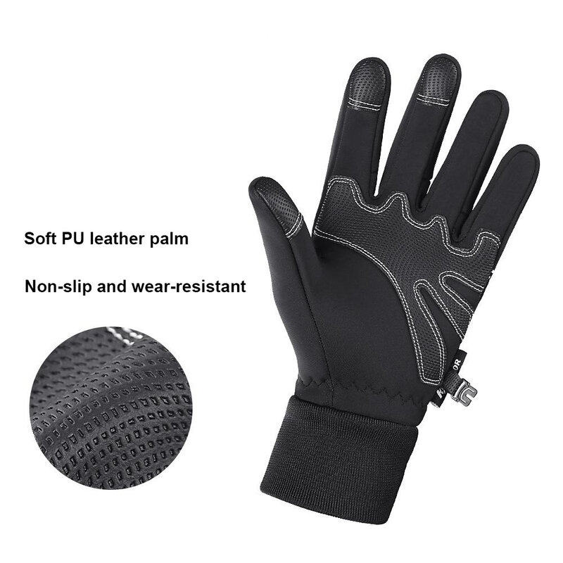 Winter Cycling Gloves Full Finger with Wrist Support Biker Gloves Waterproof Outdoor Warm Sport Touchscreen Motorcycle Equipment