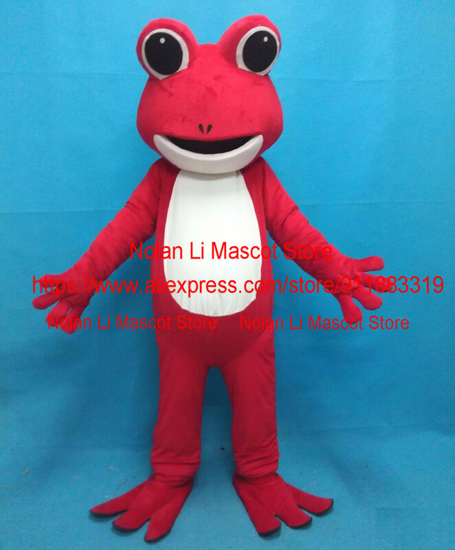 Alta qualidade fantasia mascote sapo vermelho rosa fantasia desenho animado cosplay filme adereços tamanho adulto publicidade natal carnaval presente by980