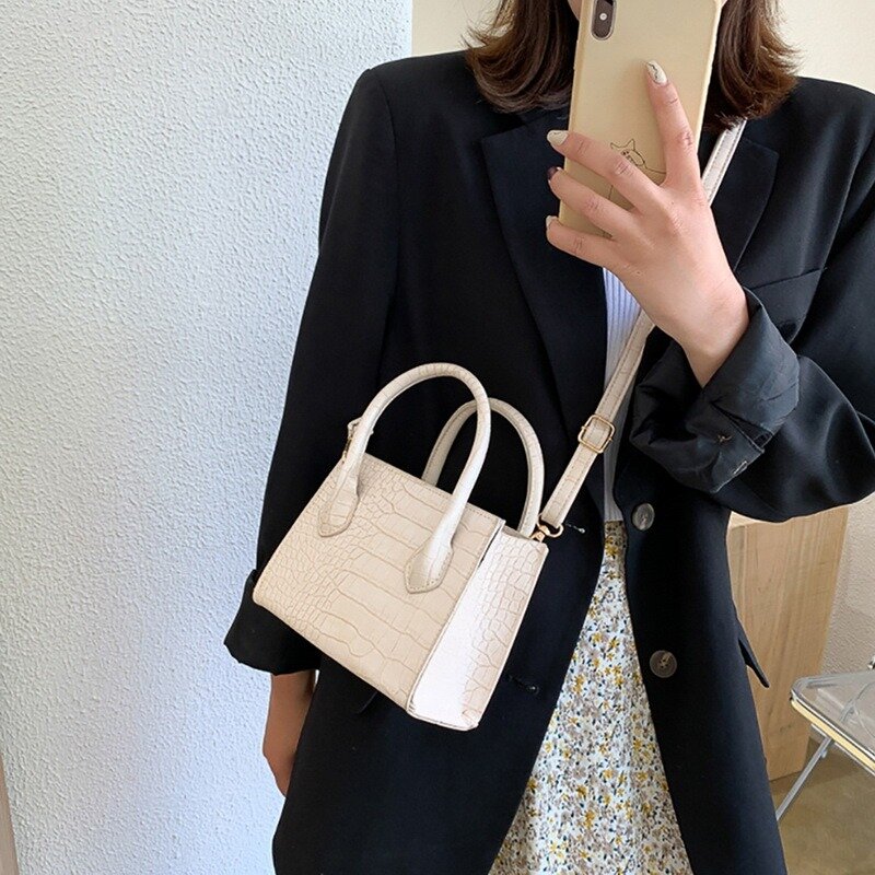 2020 moda Trend Ladies tinta unita piccola borsa quadrata personalità PU pelle pietra modello borse a tracolla borsa a tracolla