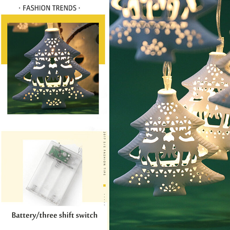 10 Strings Christmas  LED Light-Emitting Christmas Decoration Creative Light-Emitting Christmas Shopwindow Wrought Iron Pendants
