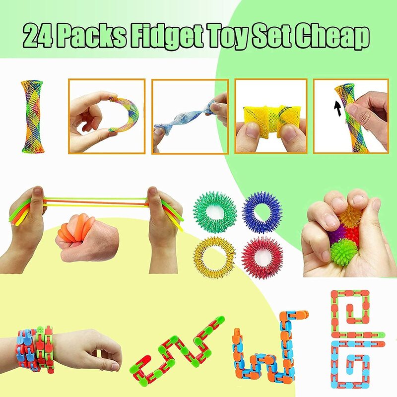 27Pack Fidget Toys Set Pack Cheap Stress Relief Hand for Adults and Kids Sensory Perfect ADHD and Anxiety Autism