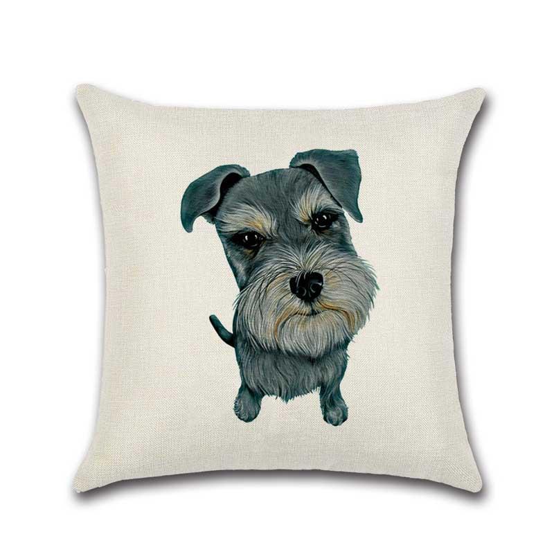 Funda de cojín con estampado de perro, cubierta decorativa de lino y algodón con bonito dibujo de perro para almohada, sofá y coche, ZT81