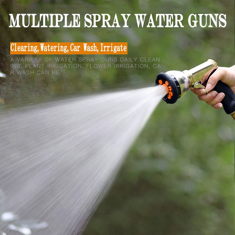 High-Pressure Water Spray Gun Portable Adjustable Nozzle Water Gun Lawn Hose Multifunction Car Washer Garden Watering Sprinkler