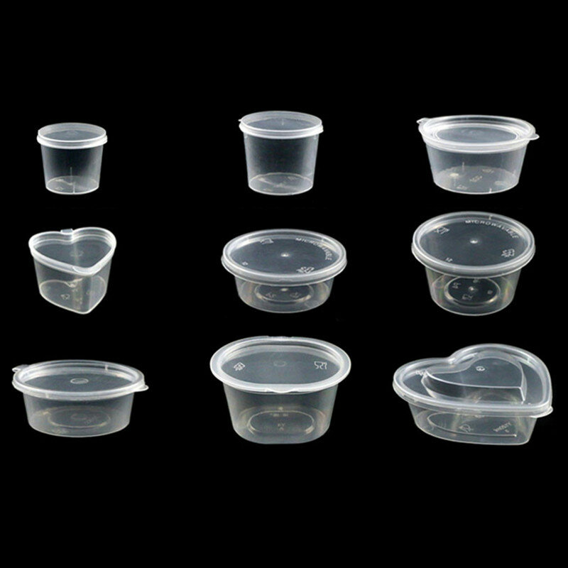 100pcs Net red small sauce packing box dessert containers food clear plastic cups takeaway soy sauce vinegar sauce cup with lid