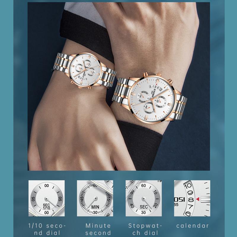 Часы наручные NIBOSI для мужчин и женщин, модные кварцевые, с стальным браслетом, для влюбленных