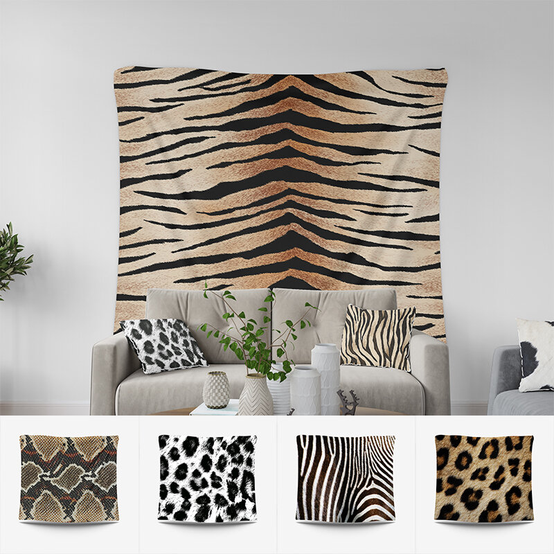Tapeçaria de parede com estampa de animal, tigre, zebra, leopardo, cobra, tapeçaria, parede, tapete
