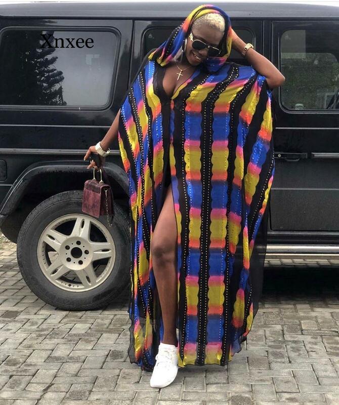 Nieuwe Stijl Afrikaanse Jurken Voor Vrouwen Dashiki Regenboog Afrikaanse Kleding Riche Gewaad Boubou Africain Stijl Afrika Jurk Outfit Regenboog
