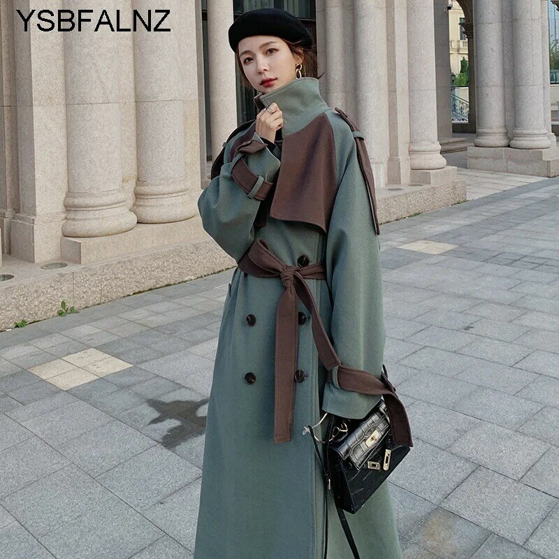 Veste longue en laine pour femme, manteau épais à Double boutonnage, coupe ample, couture droite, coréen, hiver 2023