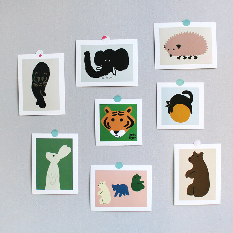 Tarjeta de animales pequeños de arte abstracto, decoración de pared de habitación, pegatina, accesorios para fotos, tarjetas impermeables, suministros de decoración de póster