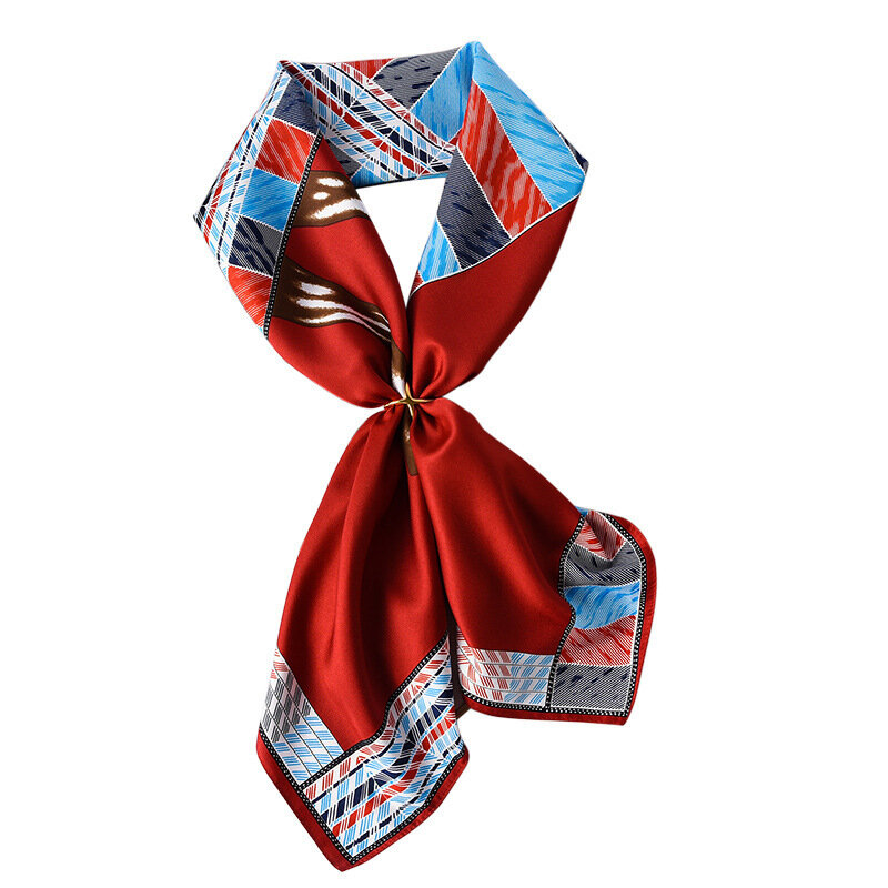 シルクツイルスカーフスカーフプリント100純粋な絹のスカーフの女性100% 天然シルクデザイナーツイルヘッドスカーフ90センチメートル
