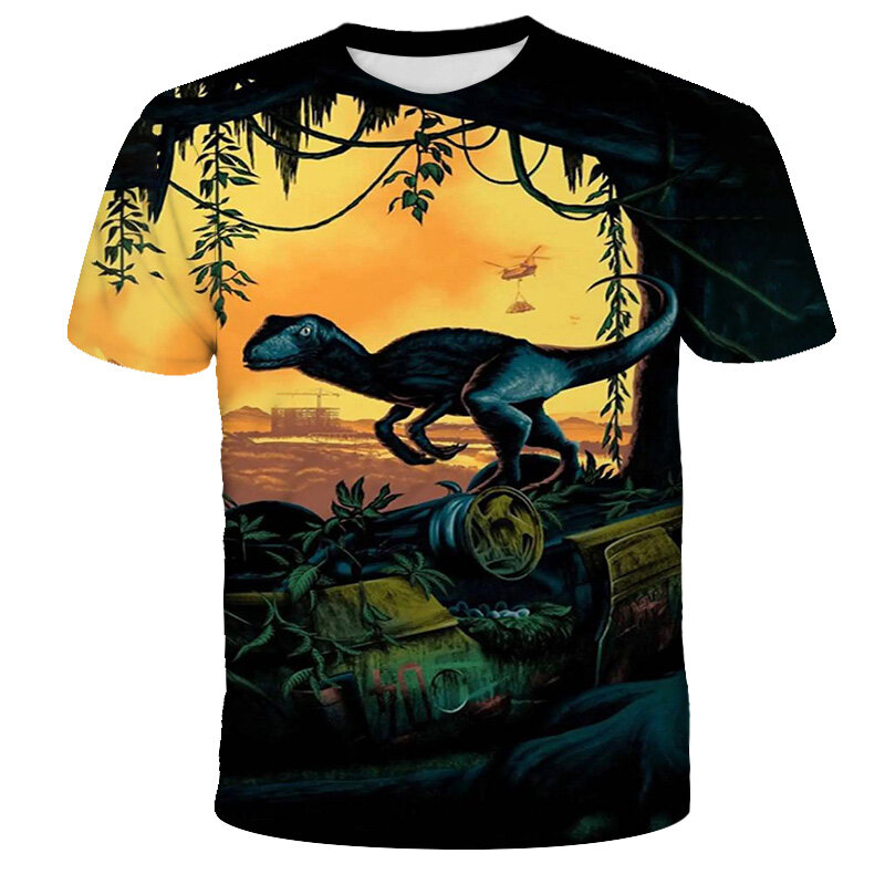 2020 Jurassic Welt Gefallen Königreich Kühlen Dinosaurier Kopf 3D Print T shirt Jungen und mädchen Hiphop T T-shirt Jungen farbe kleidung Drop
