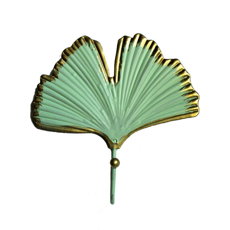 Nordic Leaf Shape ตะขอสีทอง Coat Rack กาวผู้ถือ Coat กุญแจแขวนฟรี-Hole บ้านผนังแขวนตกแต่ง