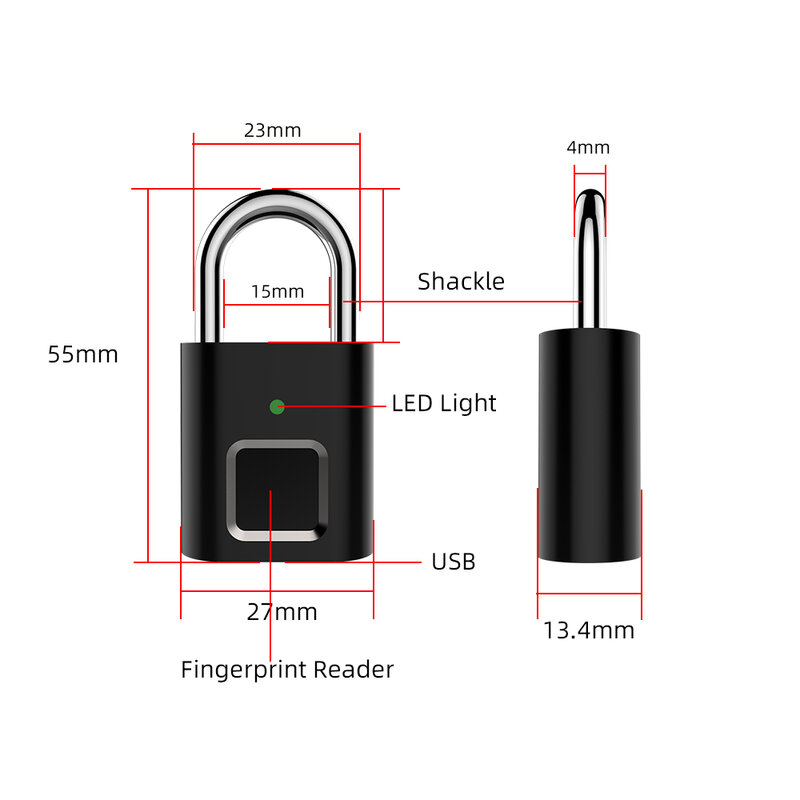 Smart Biometrische Thumbprint Tür Vorhängeschlösser Wiederaufladbare Türschloss Fingerprint Smart Vorhängeschloss USB Keyless Schnell Entsperren