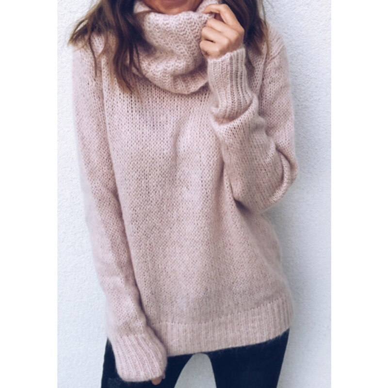 Zogaa-suéter de gran tamaño para mujer, ropa con cuello alto, jersey de talla grande 5Xl, novedad de invierno de 2019
