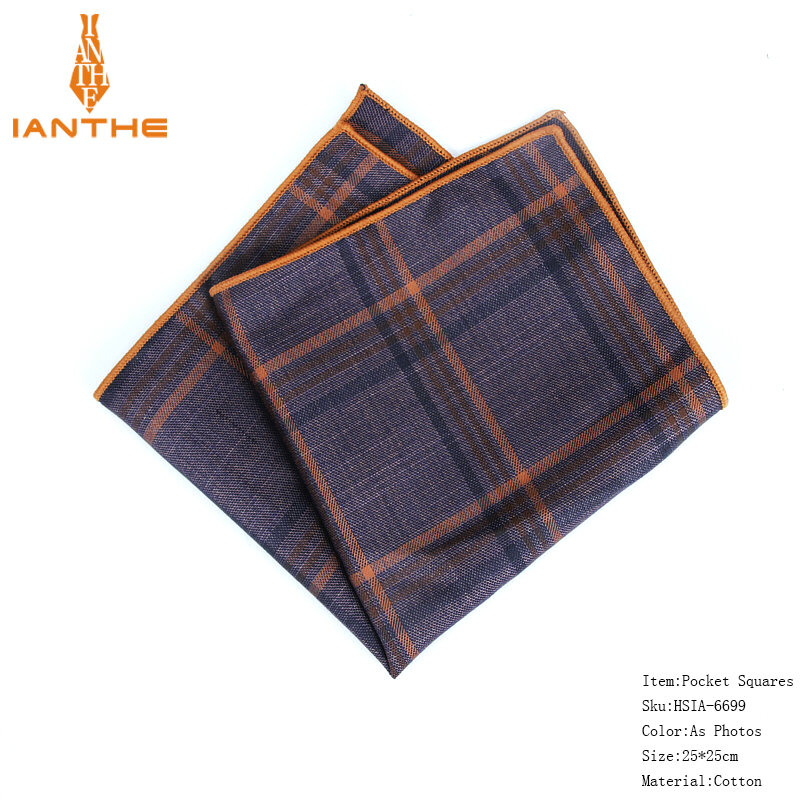 2019 Brand New Men's Plaid Hankerchief Scarves Vintage Cotton Vintage Hankies Check Men's Pocket Squares Handkerchiefs