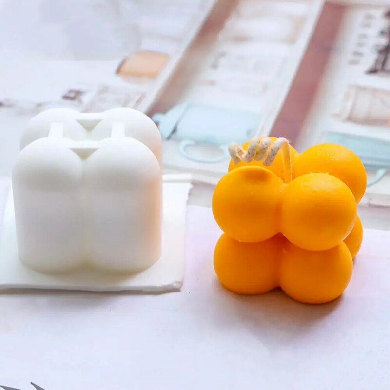 Round Soybean Rubik'S Cube Silicone Candle Mold,Aromatherapy Romantic Candle Materials,Photo Props,Valentine'S Day Gifts SQ0098