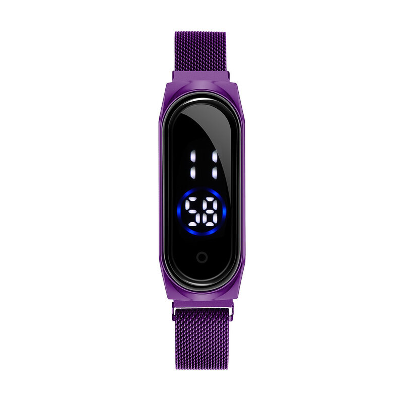 Relógio de pulso led feminino e masculino, relógio com pulseira magnética de led com tela sensível ao toque, novo, 2020