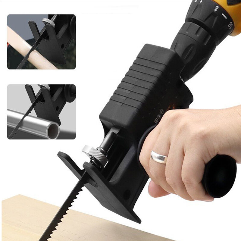 Portable saw adapter, reciprocating saw adapter, electric wood saw head, metal cutting tool with saw blade