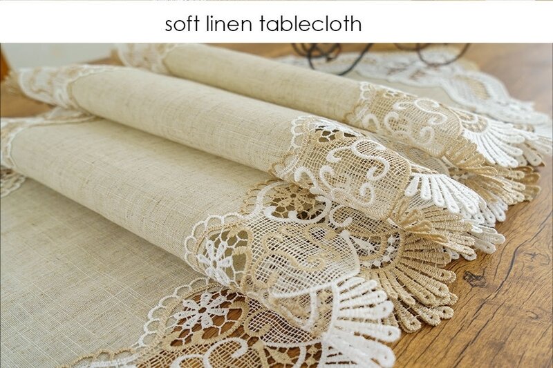 British Style Linen Lace Trim Fashion Coffee Table Runner Flag Pad Desk Piano Dressing Cover Christmas Wedding Party Decoration