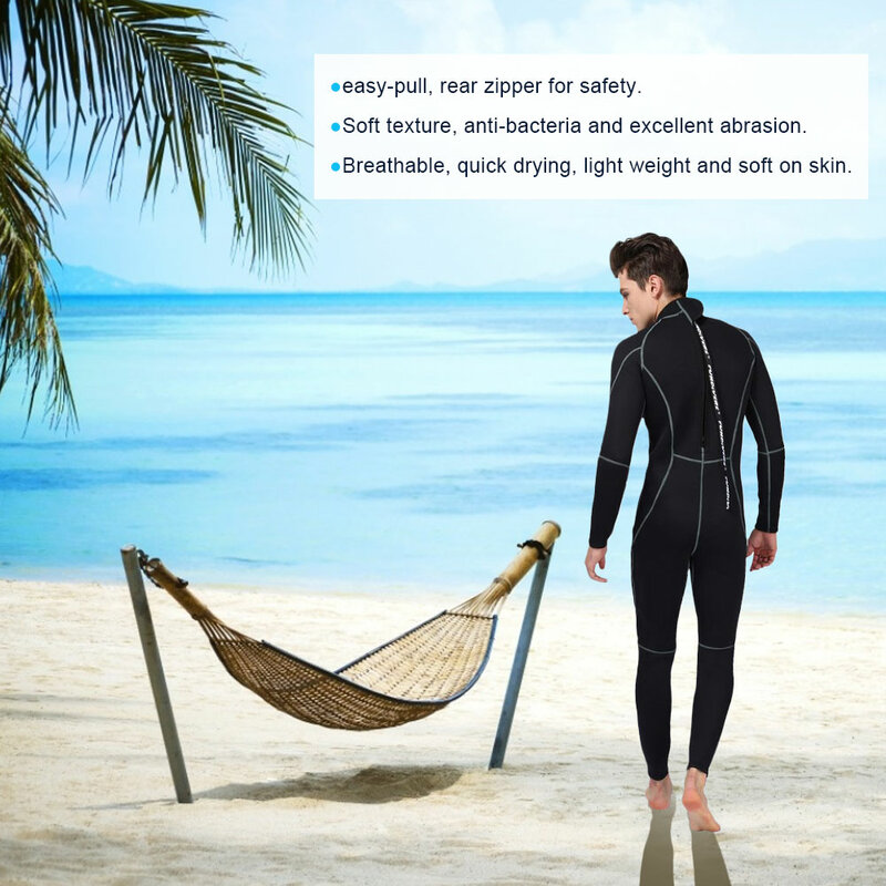 Traje de neopreno Premium de 3mm para hombre, traje de buceo térmico de invierno, cálido, completo, equipo de surf y kayak, color negro