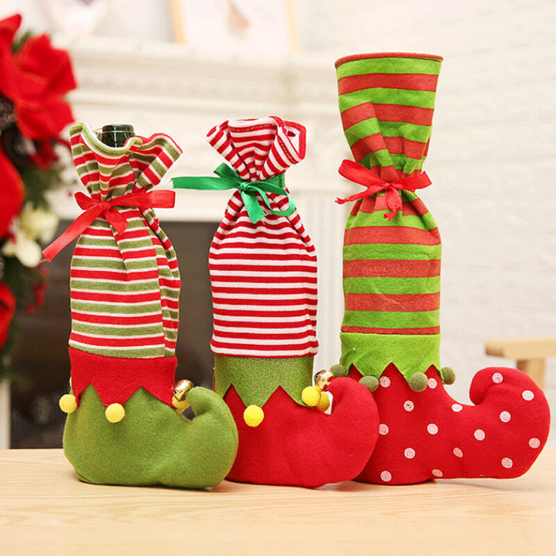 Christmas Decoration Striped Christmas Wine Bottle Sets Red Wine Sets Blending Christmas Wine Sets Popular Cute Lovely Wine Pack