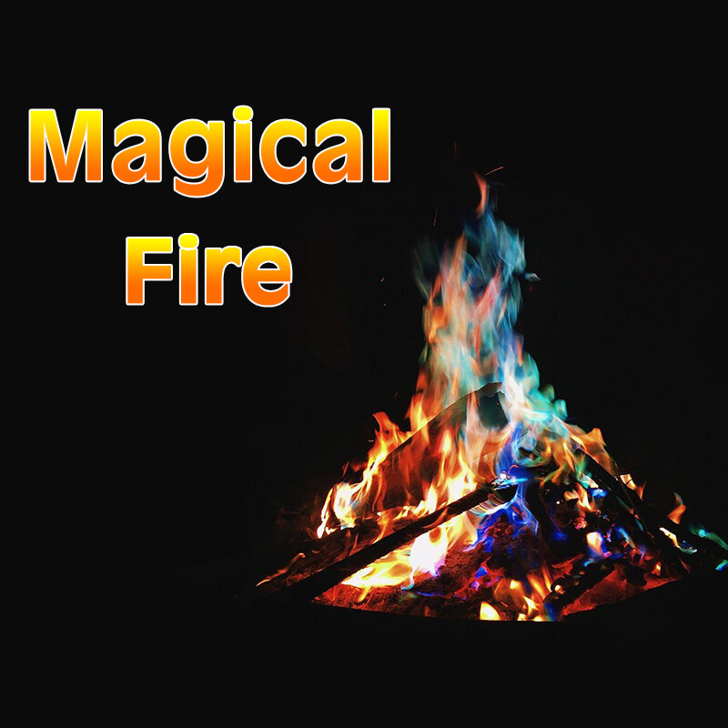 Feu mystique, flamme magique colorée pour le feu de camp, tour de magie, jouet pyrotechniques, sachet de 600g