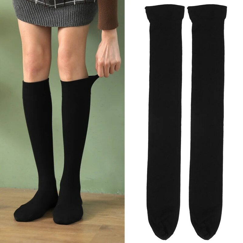 Meias de algodão femininas, meias compridas na altura do joelho