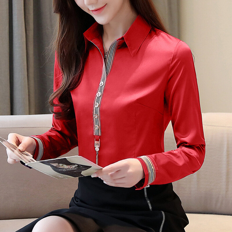 De gran tamaño las mujeres Tops Camisa De gasa De Mujer Otoño, estilo coreano, blusa De Mujer floja Blusas De Mujer De Moda