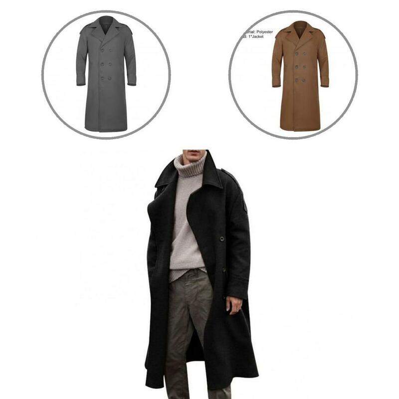 Trench-Coat imprimé à Carreaux rétro pour Hommes Pardessus Veste élégante avec Bouton Manteau d/'hiver épais vêtements d/'extérieur