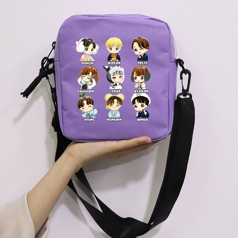 Kpop Stray Kids Chibi Cute Messenger Bag Mini borse a tracolla in tela Casual Street Zipper borse borsa a tracolla