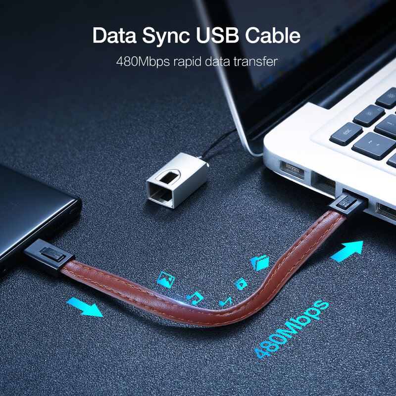كابل شحن سريع USB من النوع C ، جلد ، 2A ، شاحن بيانات ، متوافق مع iPhone xiaomi Samsung Huawei