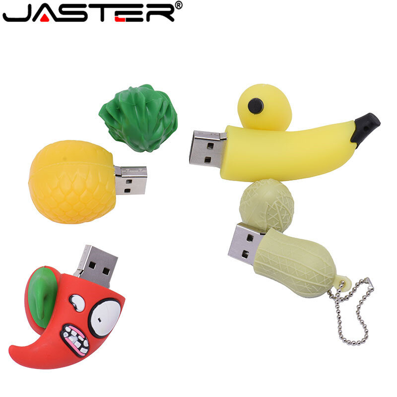Jaster pendrive fashion real, criativo, de ovos e frutas, série banana, usb 2.0, 16gb, 32gb, 64gb, 128gb