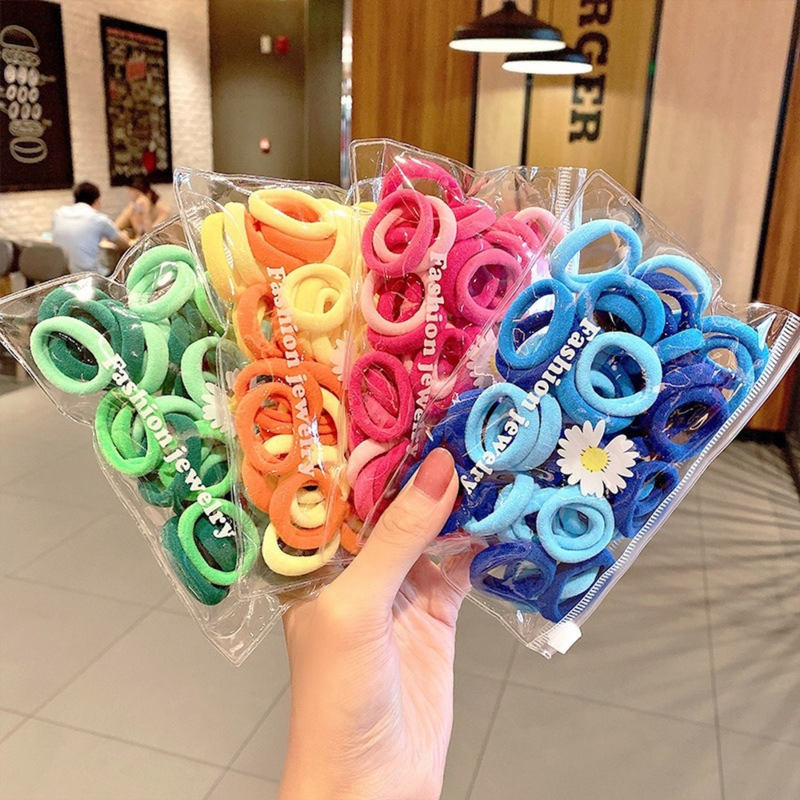 50 / pcs Baby Girls Colorful Small Hair Bands kids hair rope Children Ponytail Holder Kids Headband Rubber Band Hair Accessories