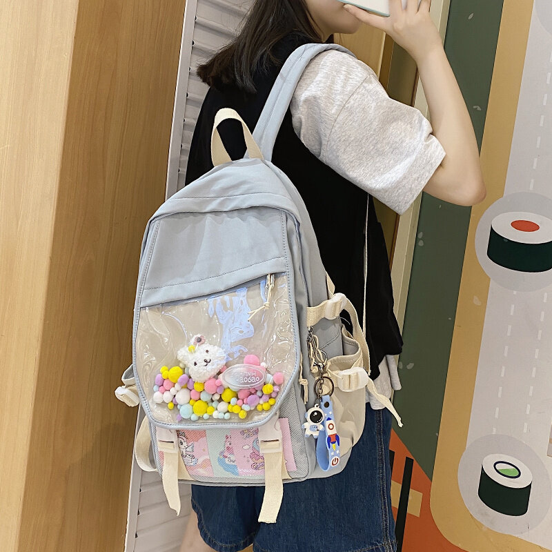 Школьный ранец для девочек, вместительный рюкзак в Корейском стиле для учеников средней и старшей школы, Модная Портативная дорожная сумка ...