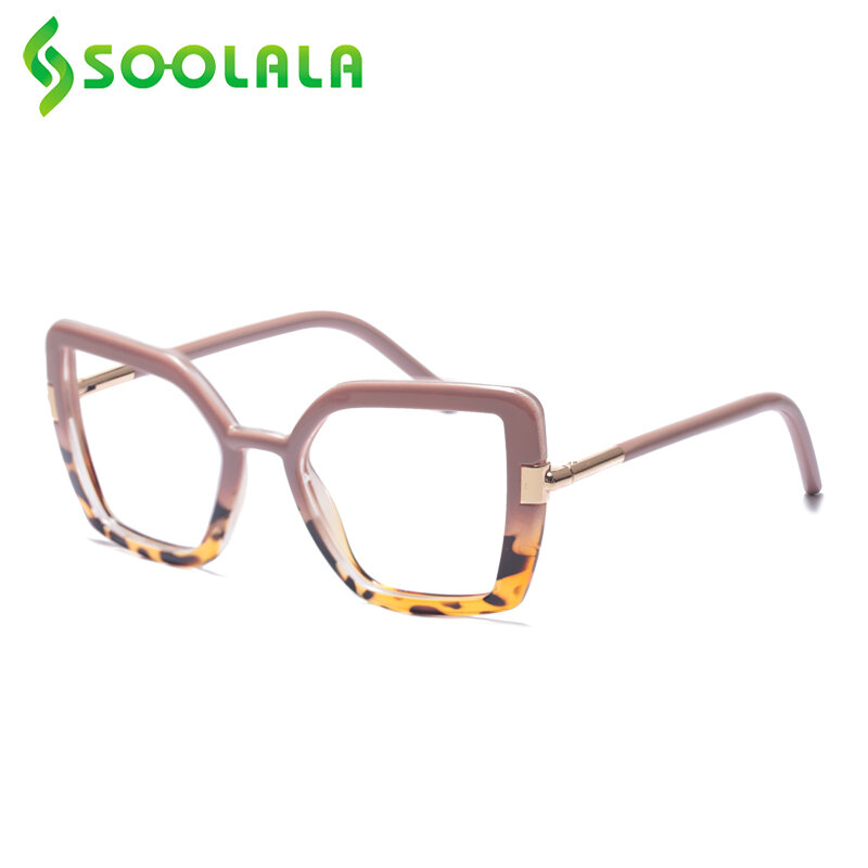 SOOLALA Square Reading Glasses Women Ladies 2021 Full Frame Reader Farsighted Presbyopic Eyeglasses With Cases 0.5 1.0 1.5 2.0