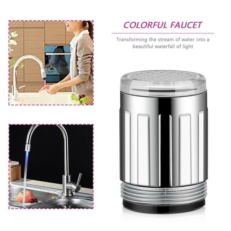 7 cores rgb mudando brilho led torneira de água fluxo luz do chuveiro cabeça sensor pressão da cozinha banheiro acessório