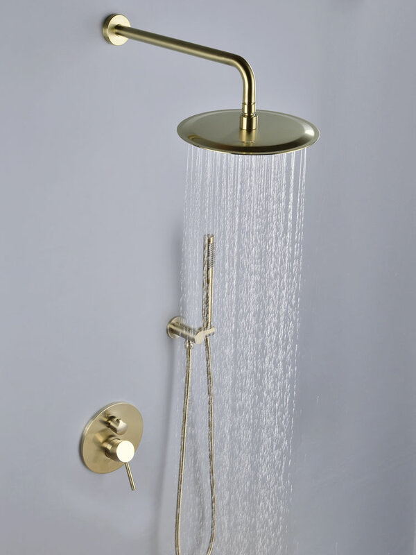 VOURUNA Gebürstet Goldene Dusche Set Badezimmer In Wand Montiert Baden Dusche System Kombination Mixer Wasserhahn