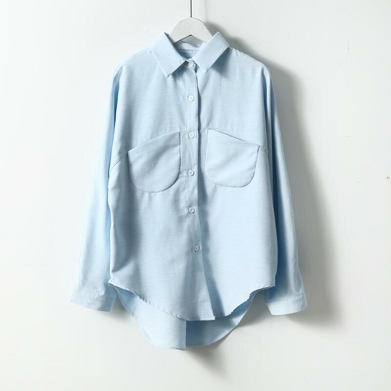 Blusa coreana de manga comprida feminina, camisas vintage, tops femininos, primavera e verão, 2022