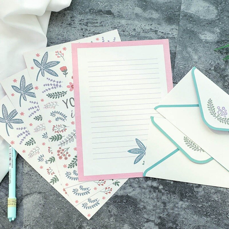 1 Set/6 Pcs Korean Creative Small Fresh Flowers Letter Paper Envelopes Lovely Romantic Colorful Letters Envelopes + Stationery