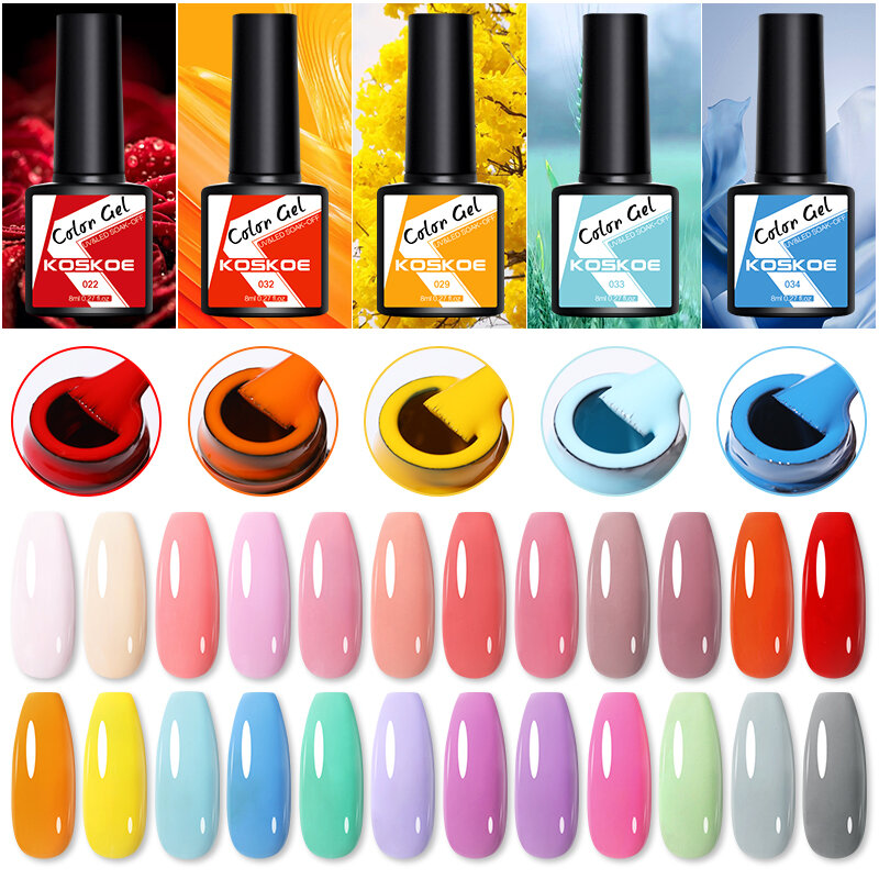 KOSKOE – Kit de Vernis à ongles en Gel, à paillettes, Semi-Permanent, lampe UV, à tremper, 8ml, 4/6 pièces