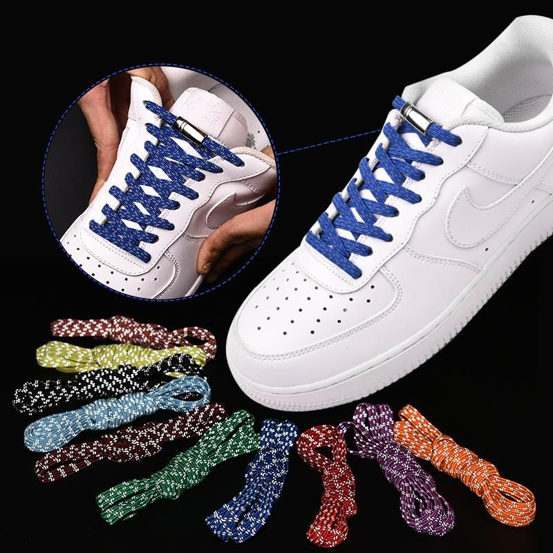 1 Paar Elastische Reflecterende Magnetische Schoenveters Quick Locking No Stropdas Veters Volwassen Kinderen Schoenveter Sneakers Running Veters