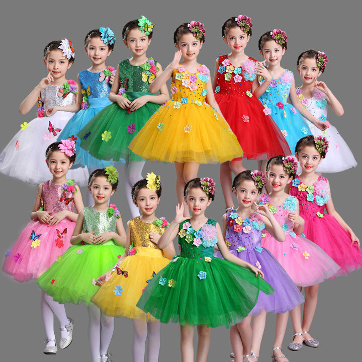 Dans Pakjes Kinderkleding Meisjes 드레스 의상 어린이 무대 공연 의상 축제 파티 복장
